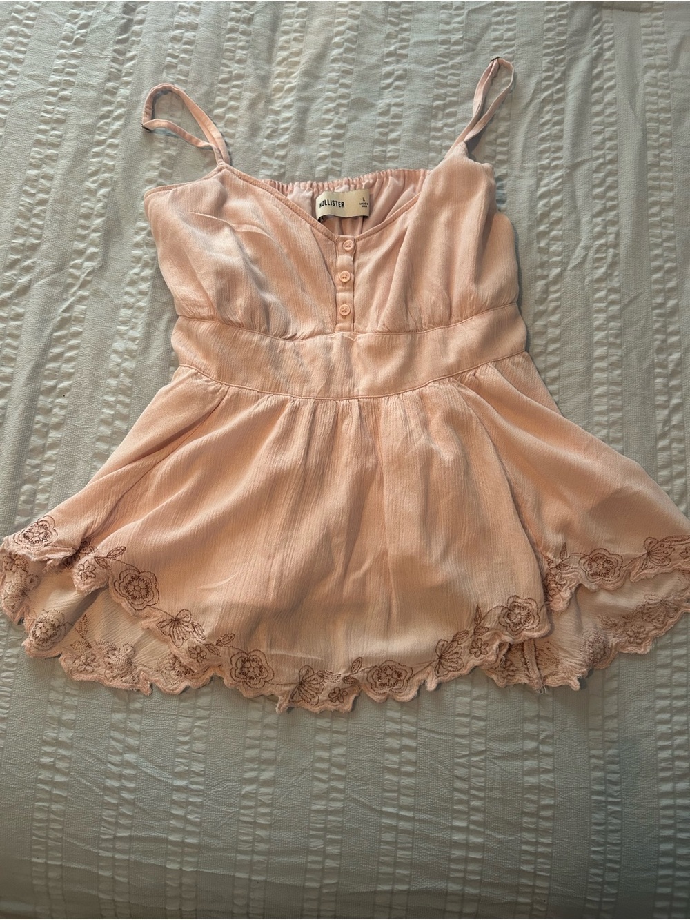 Hollister light Pale Pink Lace-Hem Babydoll top